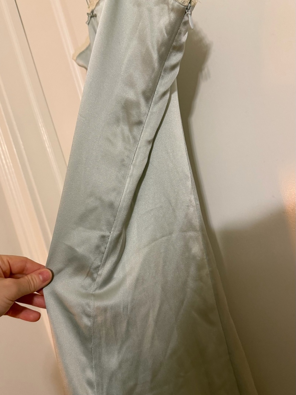 Doen Celano Dress Silk Dusty Blue with lace ruffle trim - Picture 4 of 10